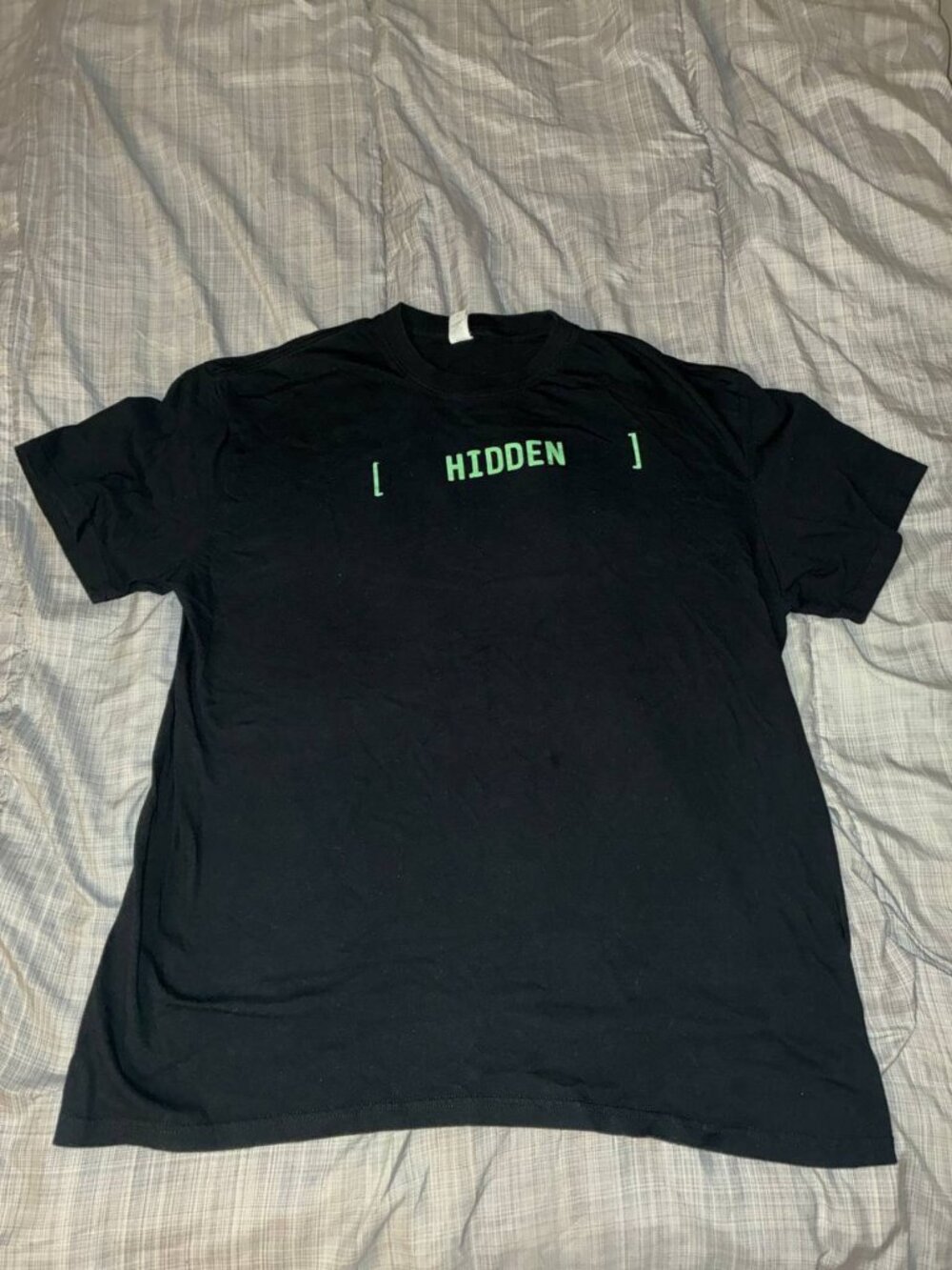 Fallout HIDDEN Text Mens Black Graphic T-Shirt - Size XL Video Game Reference